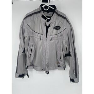 Olympia Moto Sports Jacket Motorcycle Women  L Cordura Reflective Silver Armored